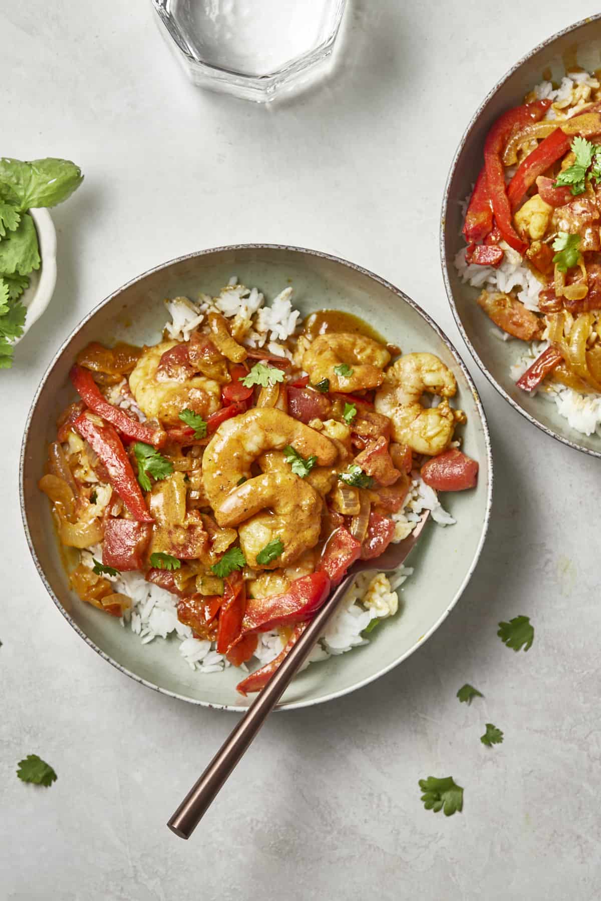 Coconut-Curry Creamy Garlic Shrimp with Asparagus
