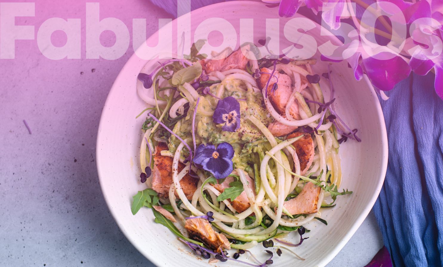 Lemon-Herb Crusted Salmon with Zucchini Noodles