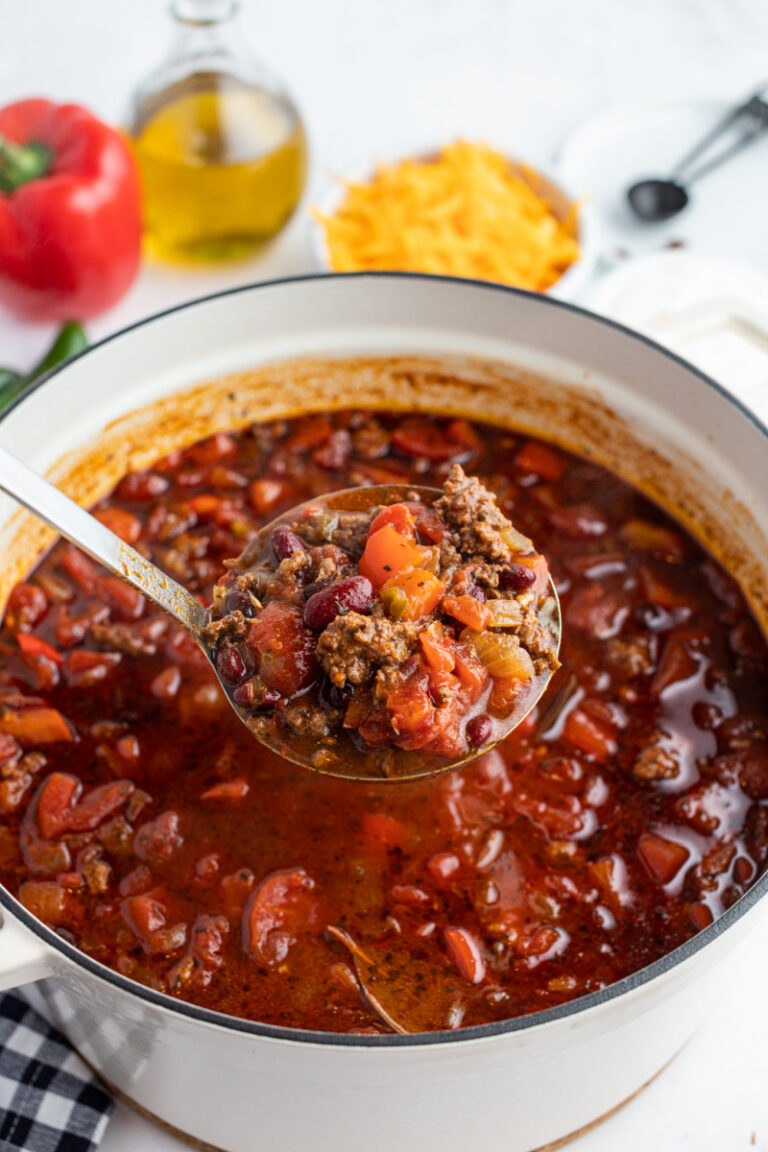 Beef and Bean Chili with Cornbread Croutons