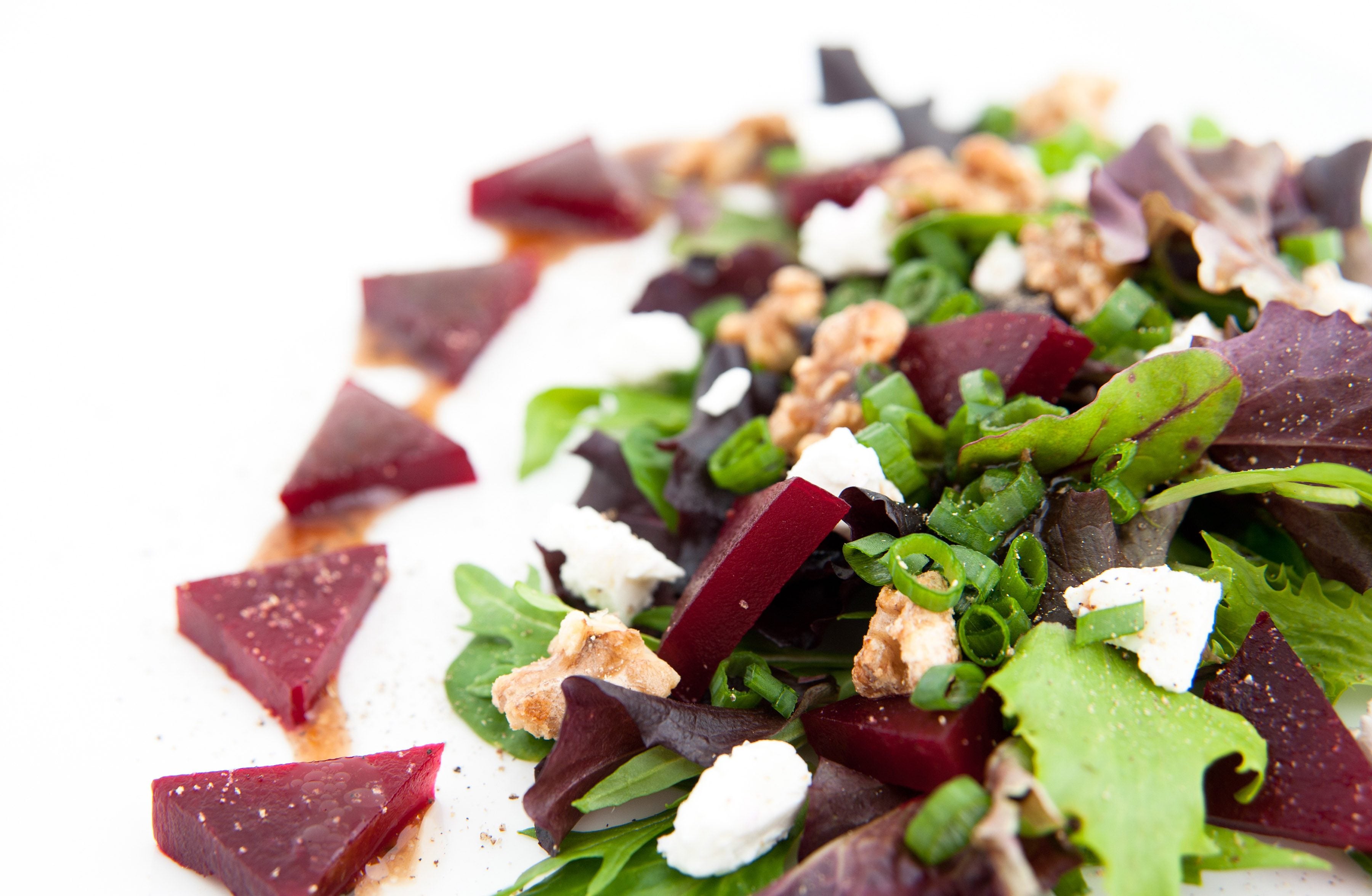 Roasted Beet & Pomegranate Salad with Candied Walnuts