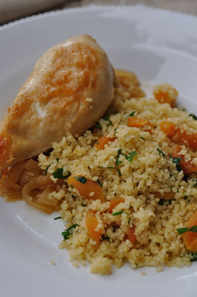 Pomegranate-Molasses Chicken with Apricot Couscous