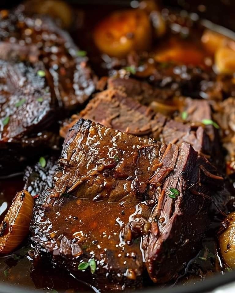 Slow-Cooked Beef Brisket with Aged Balsamic Glaze