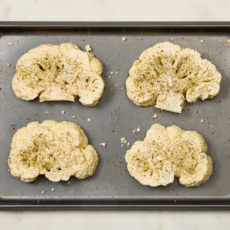 Herb-Crusted Cauliflower Steaks with Lemon-Dill Sauce