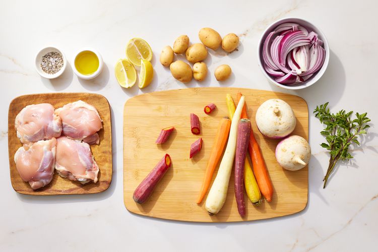 Hydrating Lemon-Ginger Chicken & Rainbow Veggies