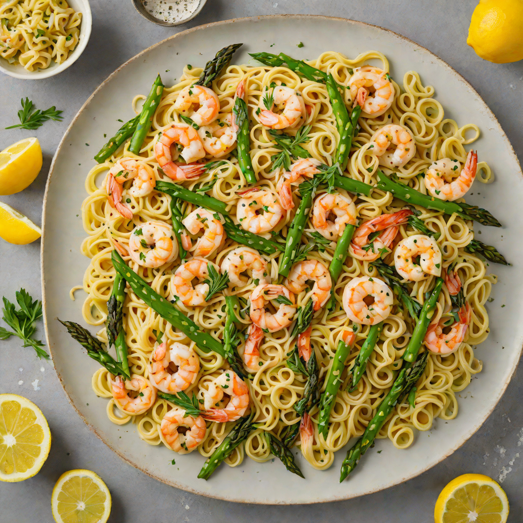 Creamy Lemon-Herb Shrimp Pasta with Asparagus