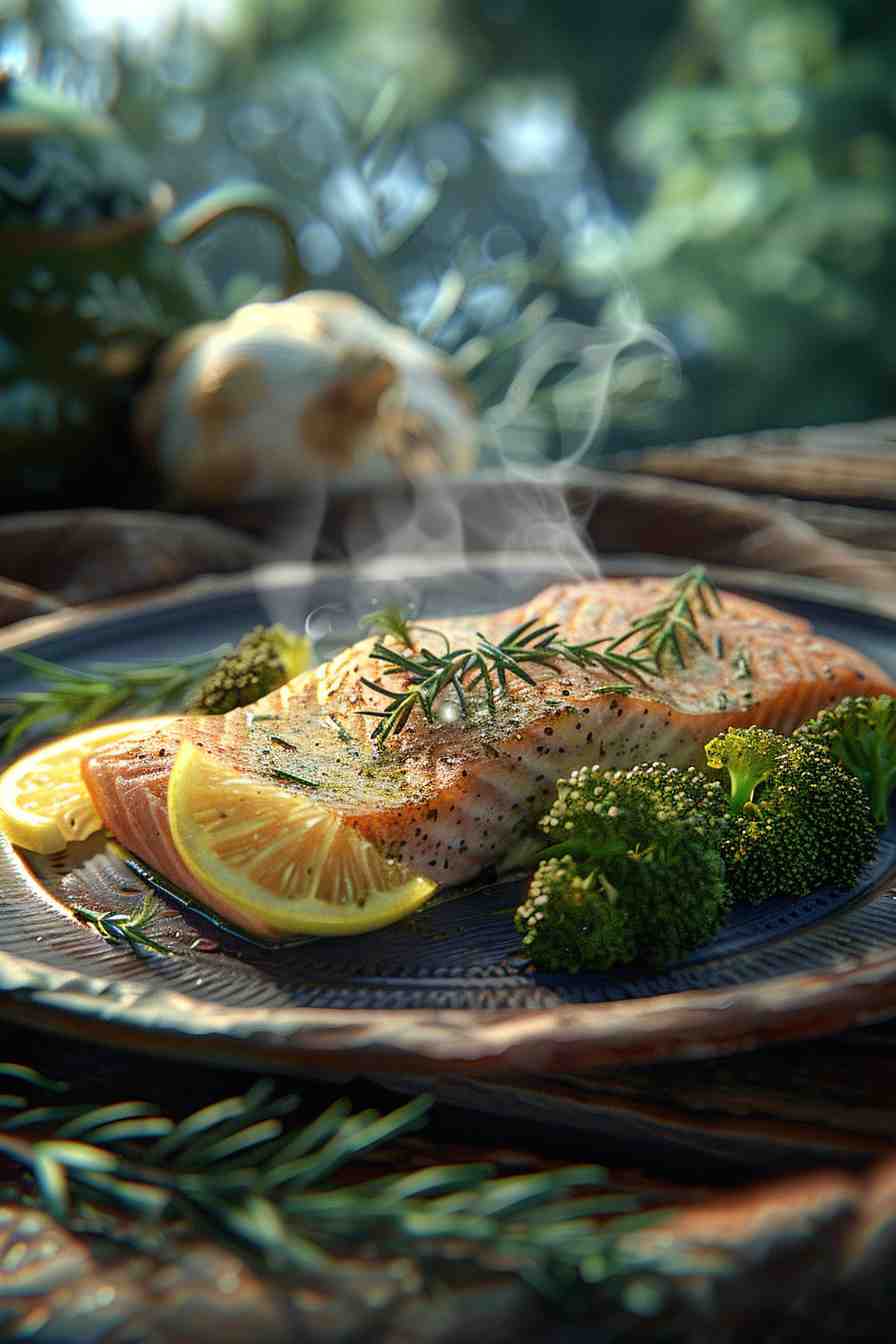 Crisp-Crusted Lemon Herb Salmon with Roasted Broccoli