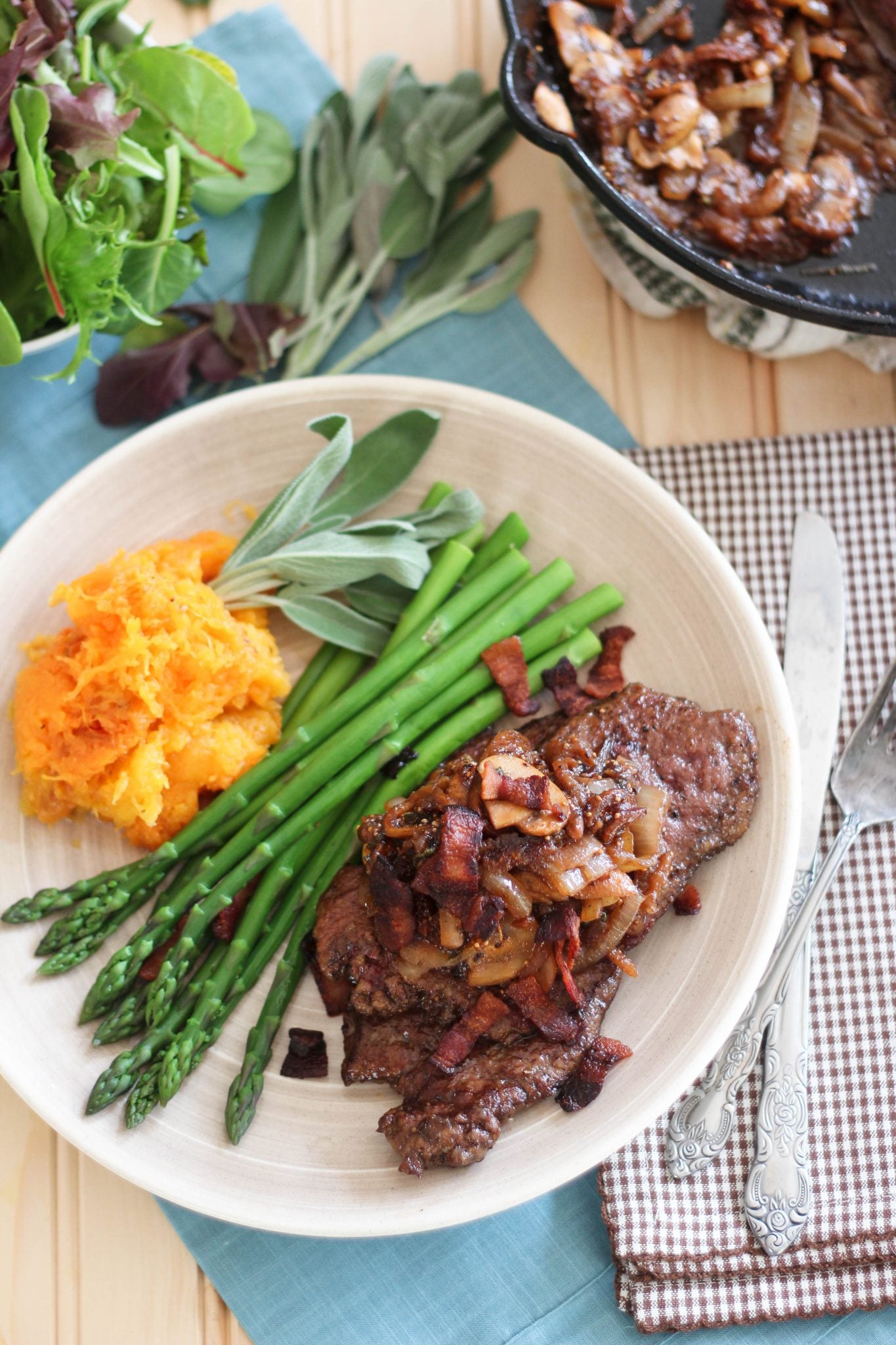 Herb-Crusted Beef Liver with Sautéed Greens