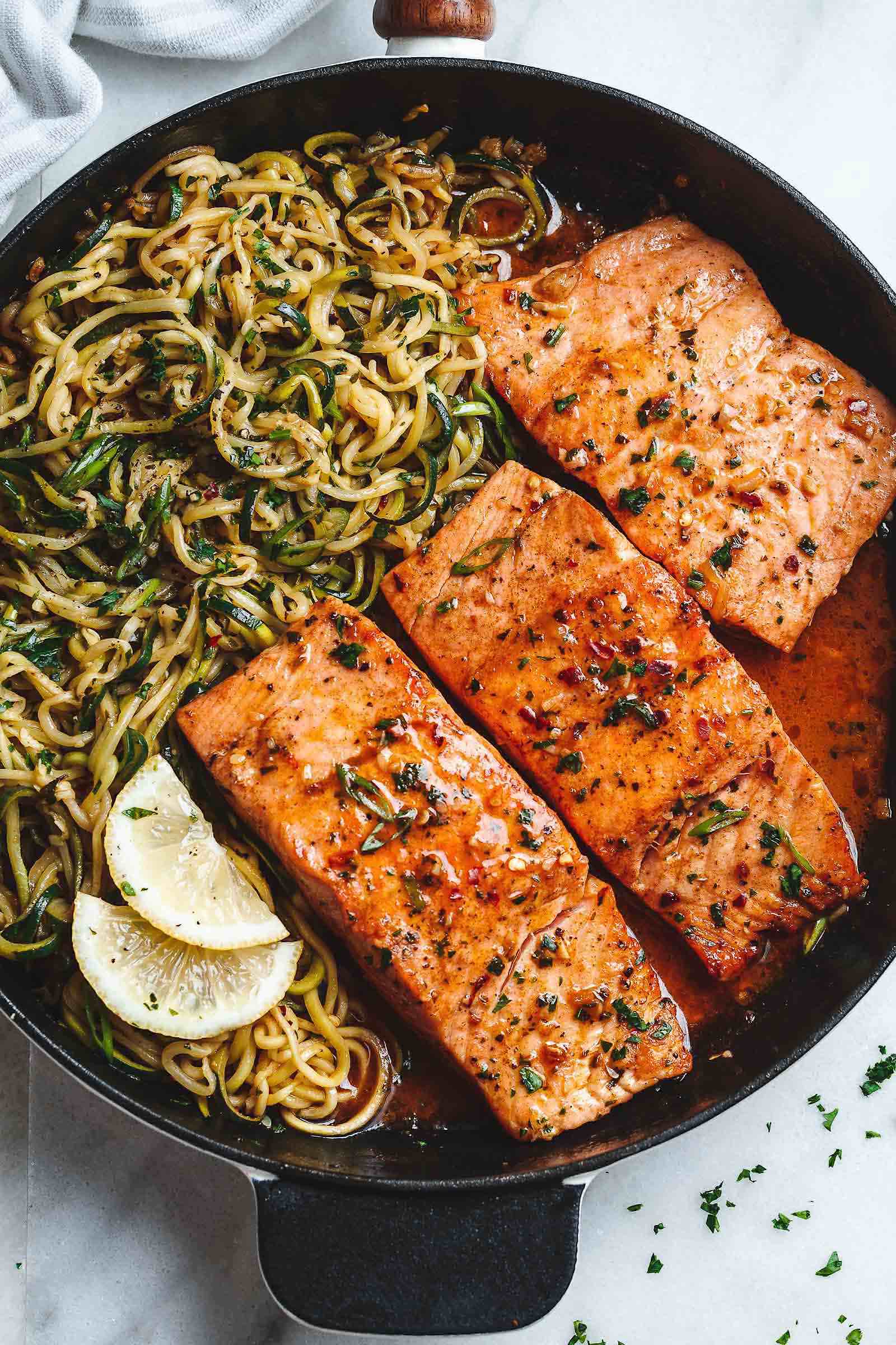 Turmeric-Ginger Salmon with Lemon-Dill Zucchini Noodles