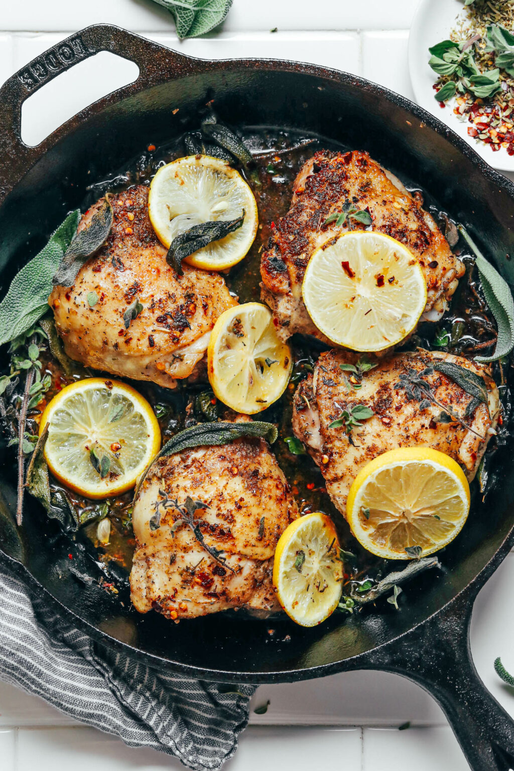 Herb-Crusted Chicken Thighs with Lemon-Dill Cauliflower Mash