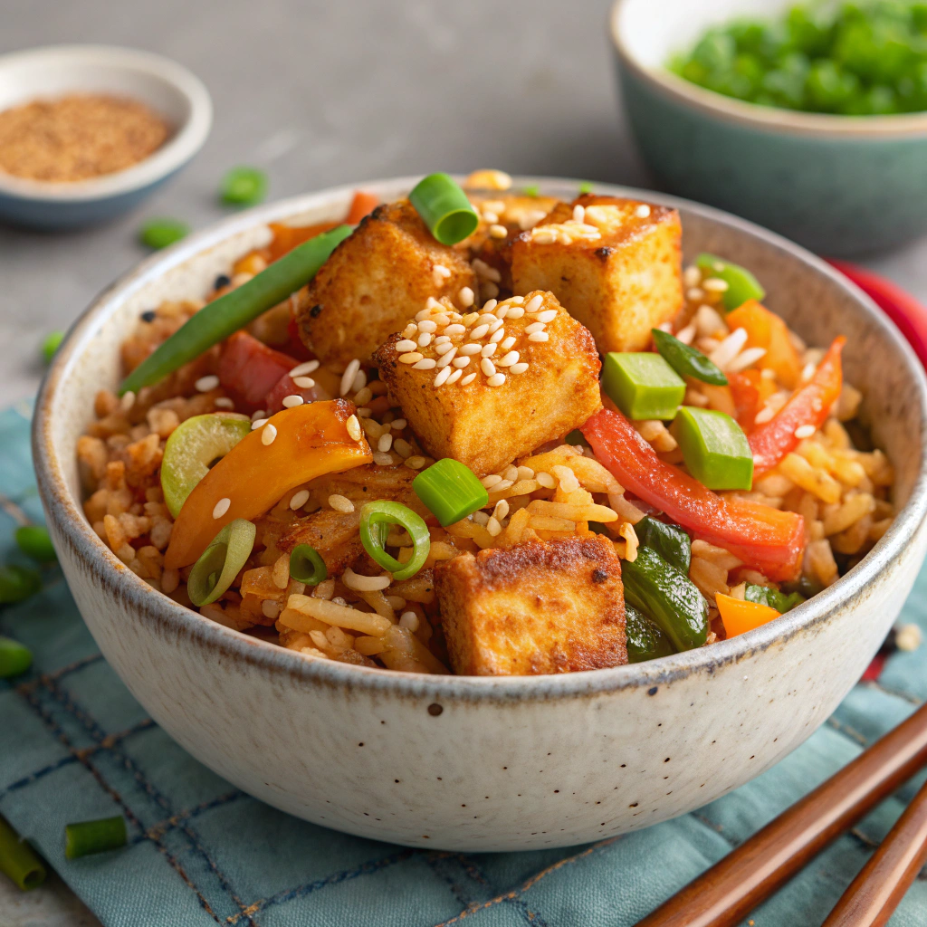 Kimchi-Fried Rice with Crispy Tofu