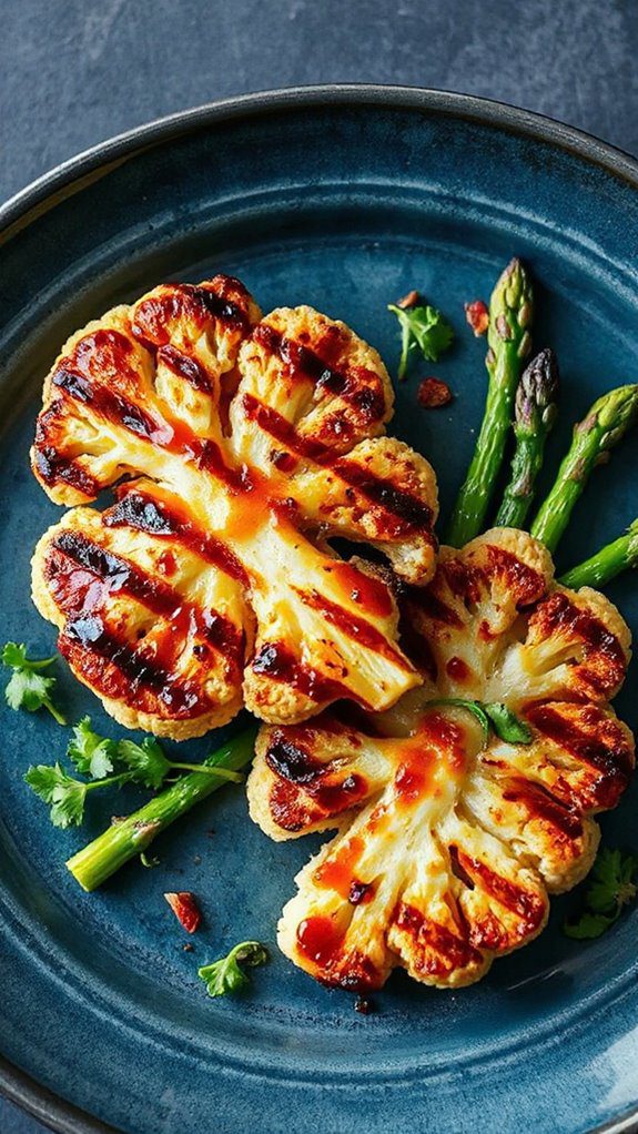 Miso-Glazed Roasted Cauliflower Steaks with Sesame Seeds