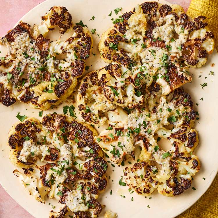 Herb-Crusted Cauliflower Steaks with Garlic Butter