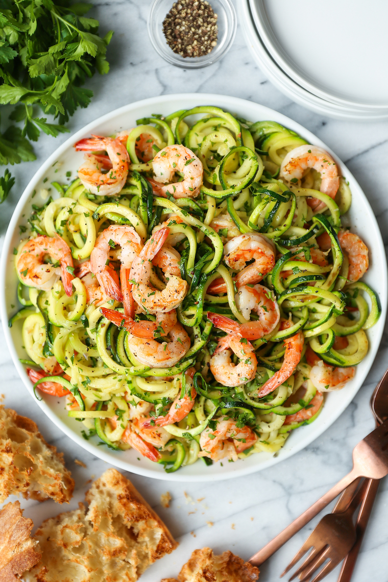 Lemon-Herb Zucchini Noodles with Shrimp