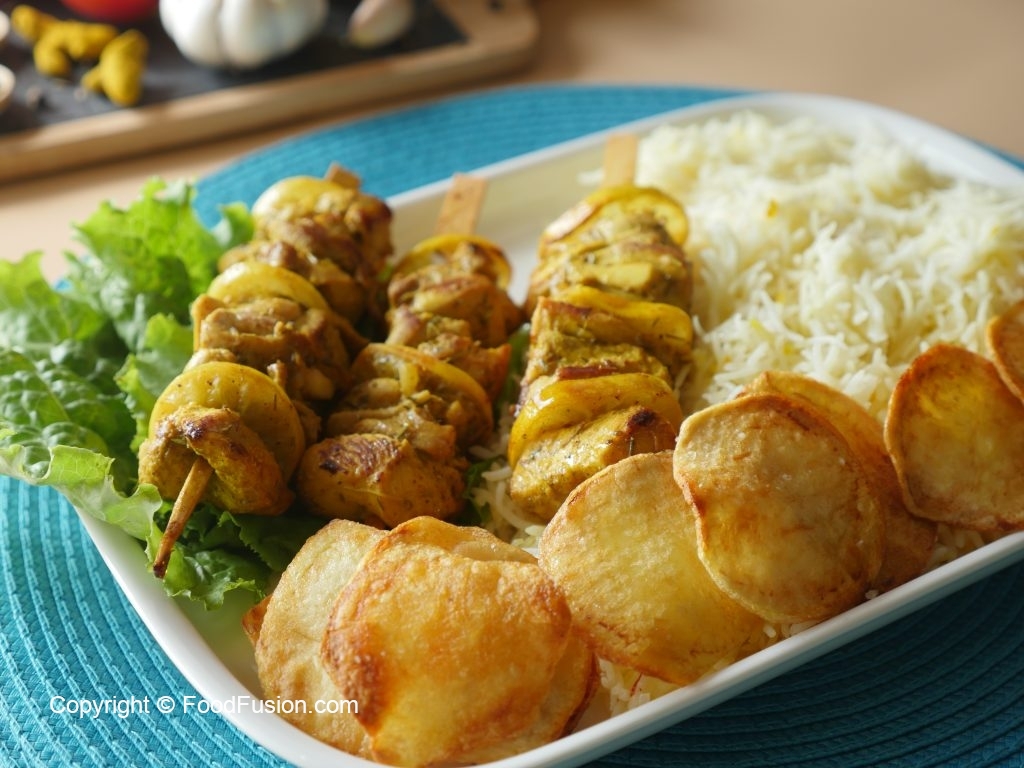 Sumac-Rubbed Chicken Skewers with Lemon Herb Rice