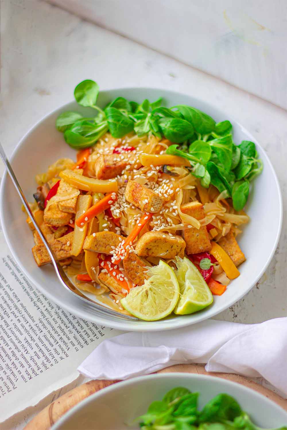 Soy-Ginger Tofu Stir-Fry with Rice Noodles