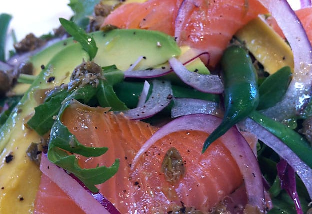 Avocado-Smoked Salmon Salad with Lime-Cilantro Dressing