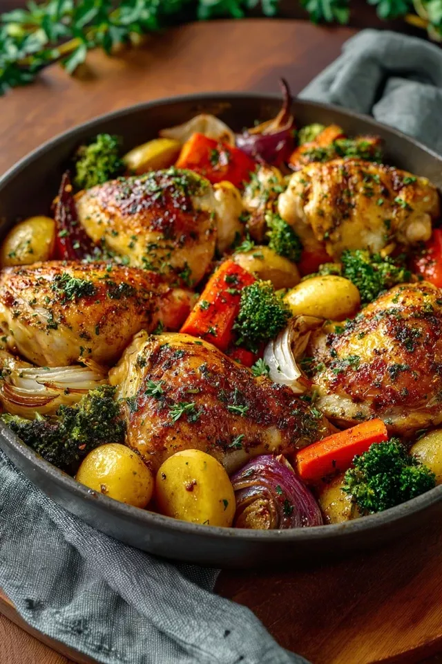 Garden Herb-Crusted Chicken with Roasted Vegetables