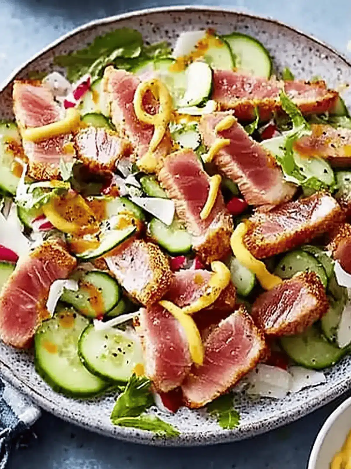 Coconut-Crusted Tuna with Cucumber Salad