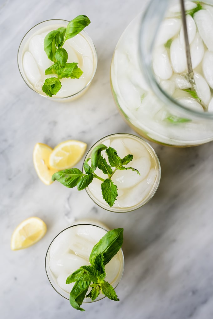 Herb-Infused Mint & Basil Lemonade