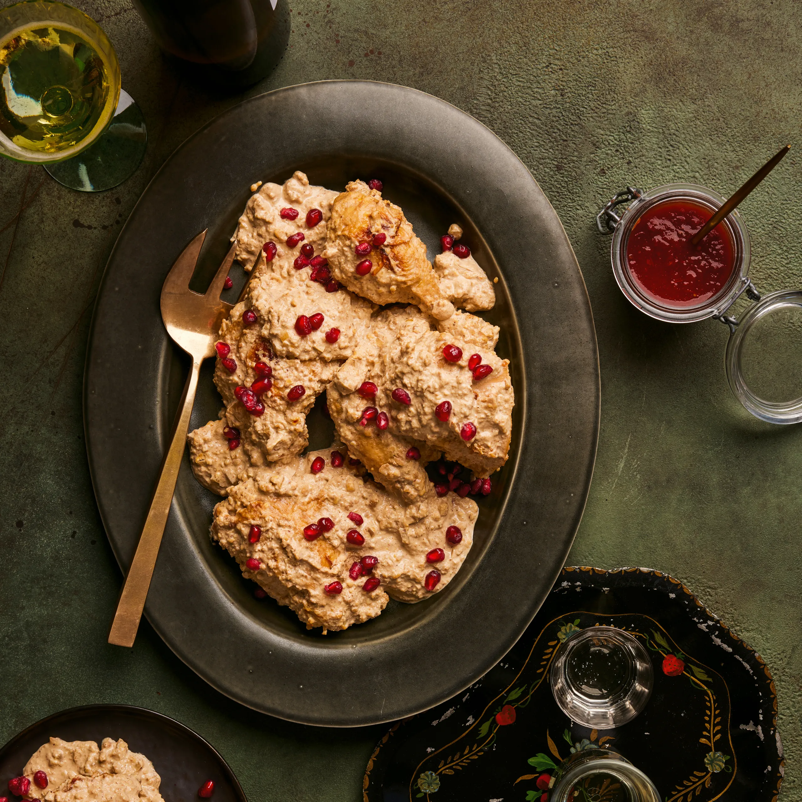 Plantain and Chicken Pasteles with Walnut Sauce