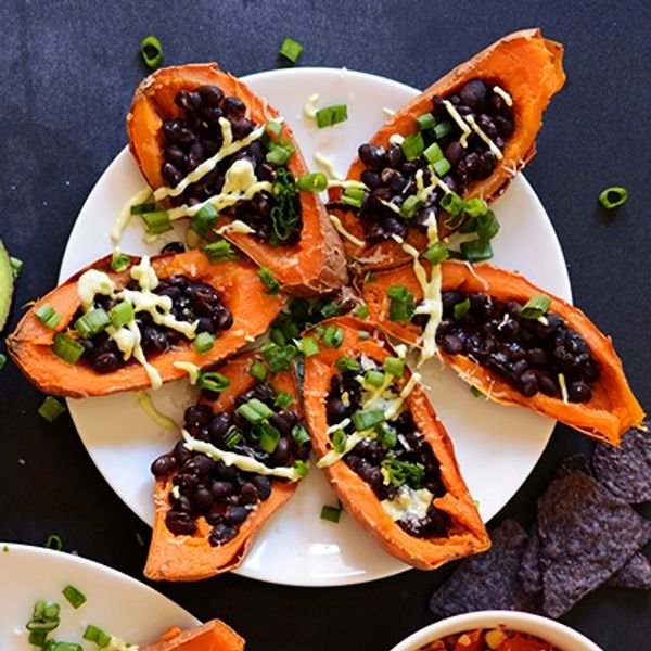 Loaded Sweet Potato Boats with Black Beans and Avocado