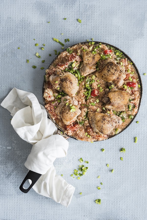 Lemon-Dill Pan-Seared Chicken Thighs with Cauliflower Rice