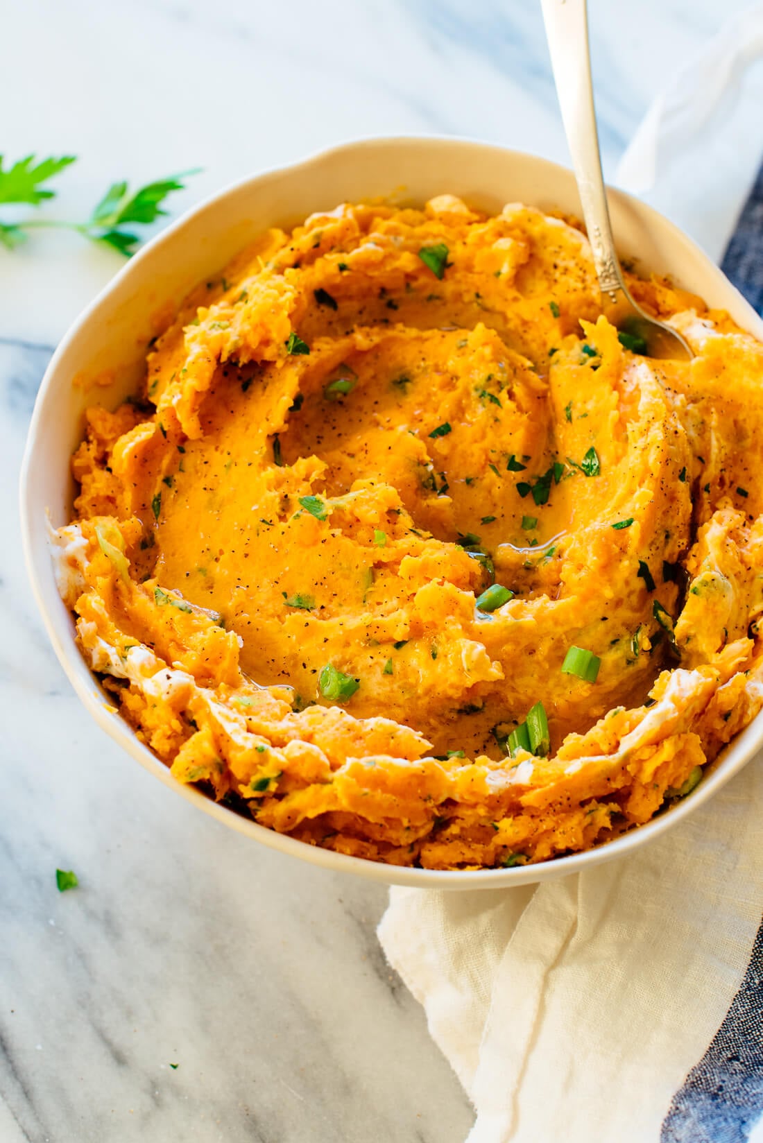 Cinnamon-Spiced Sweet Potato Mash with Cheddar