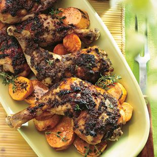 Honey-Sriracha Glazed Chicken with Roasted Sweet Potatoes