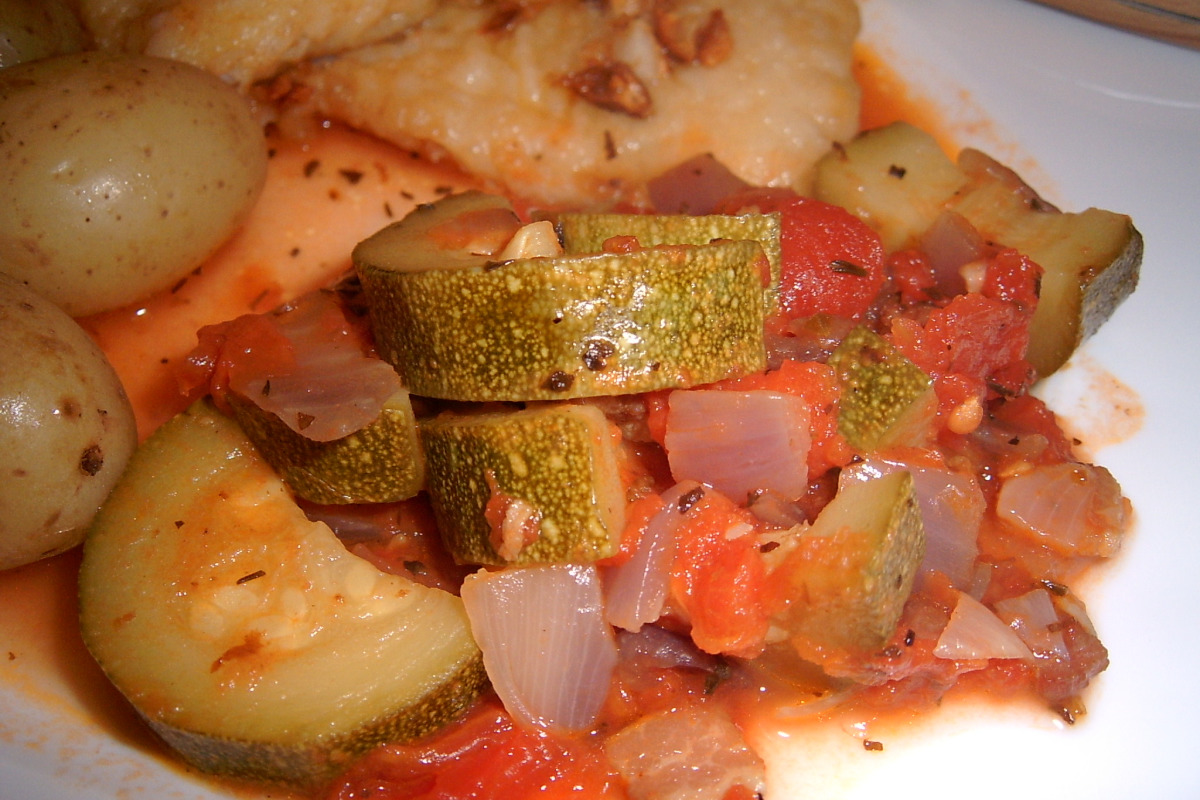 Zucchini & Tomato Vegetable Stew with Herbed Oil