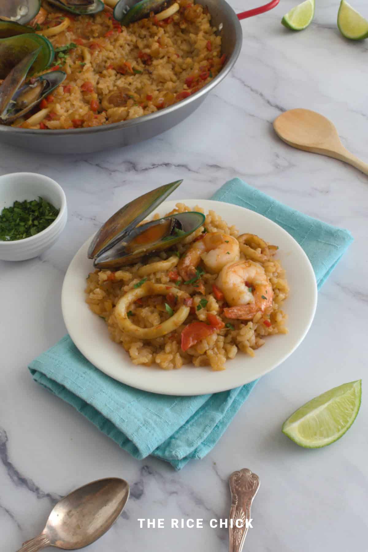 Popular Seafood Paella with Saffron Rice