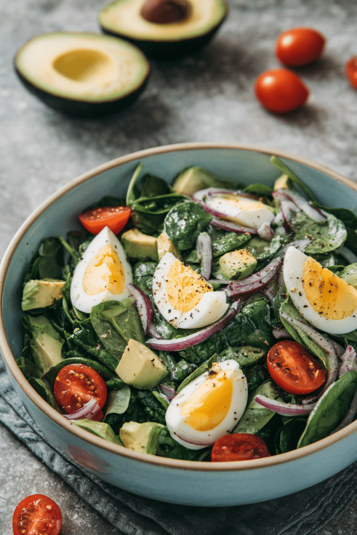 Creamy Spinach and Herb Salad with Hard-Boiled Eggs