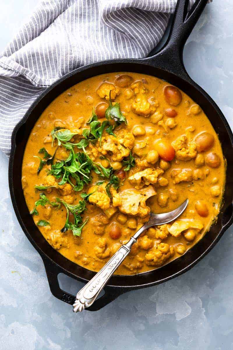 Spiced Cauliflower and Chickpea Curry with Coconut Milk