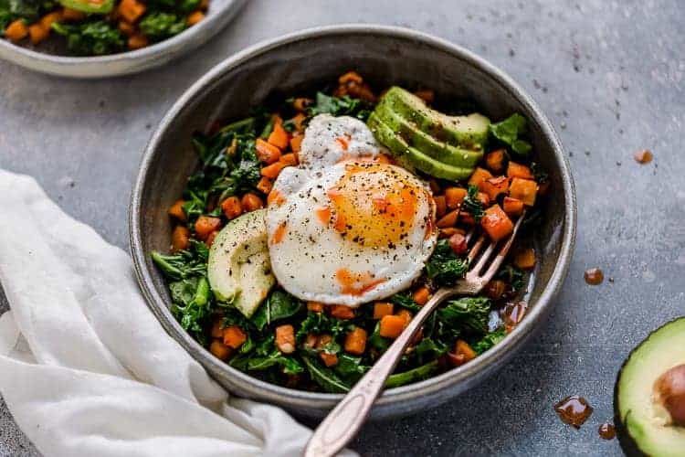 Sautéed Kale & Sweet Potato Shrimp Medley