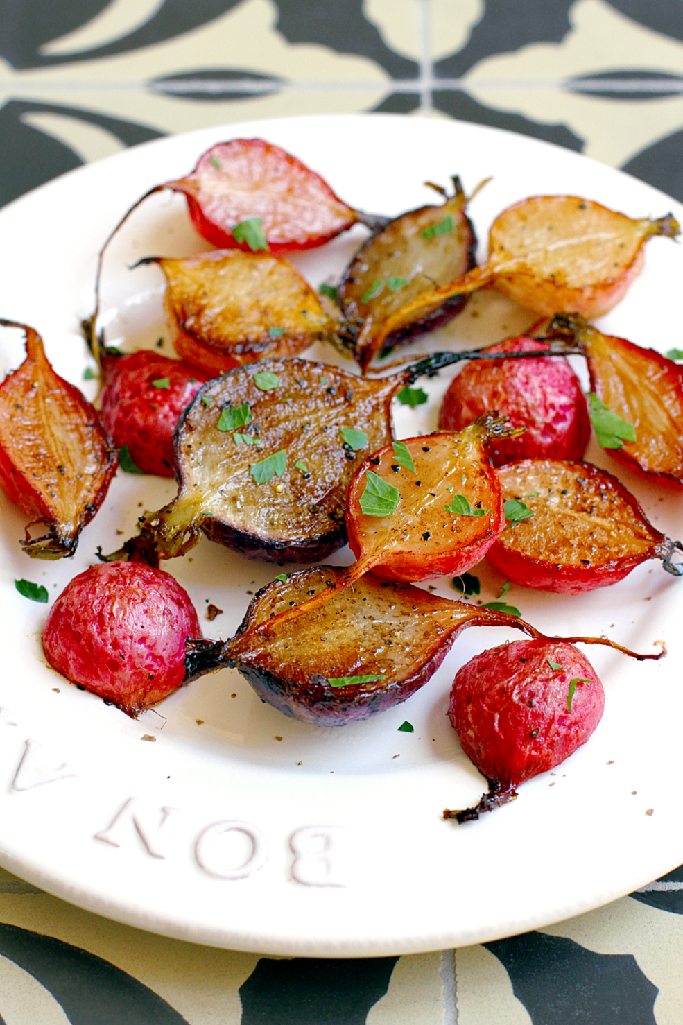 Roasted Endive & Radish with Lemon-Parmesan Glaze