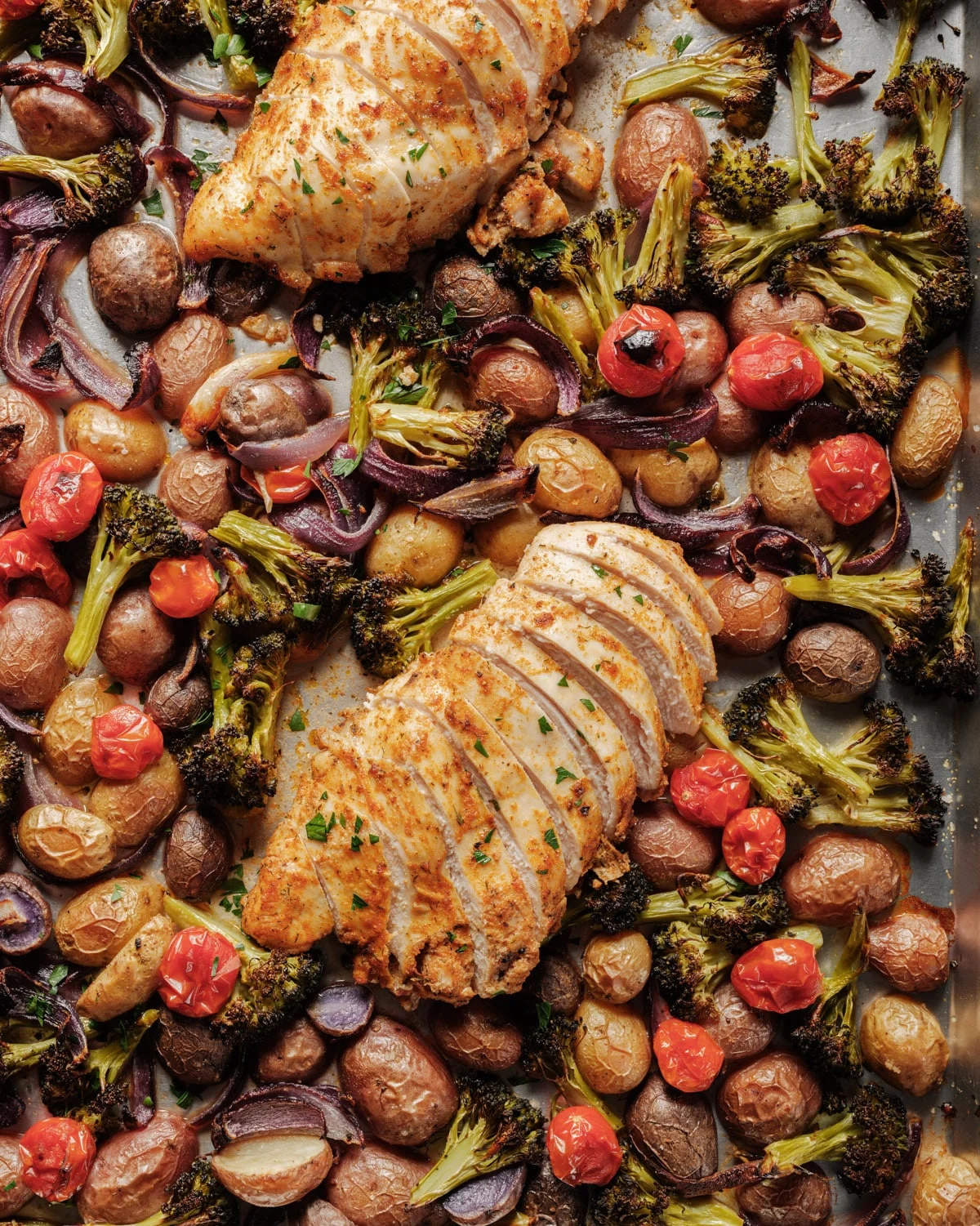 Herb-Crusted Chicken & Roasted Veggies Sheet Pan