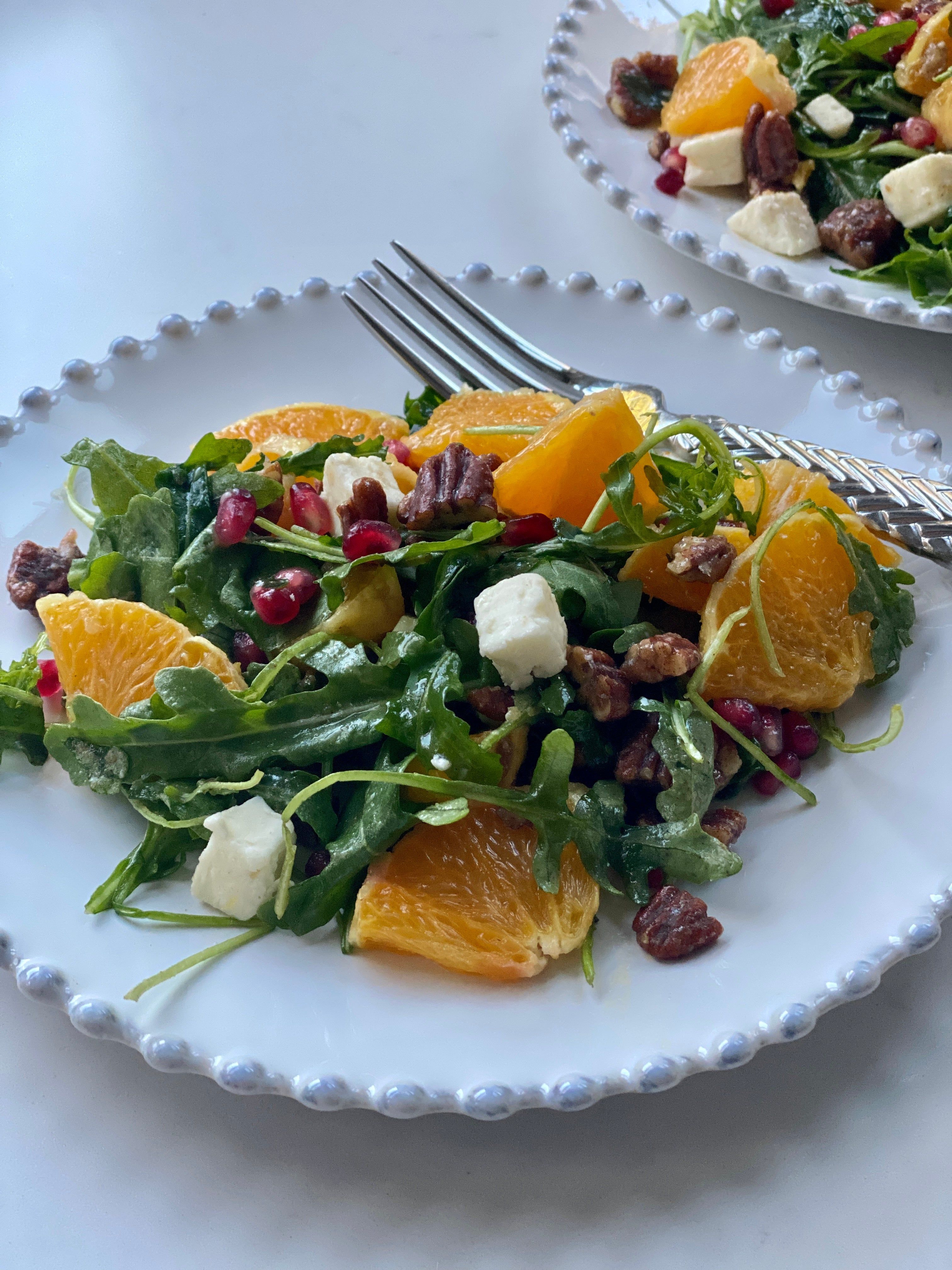 Aperol-Orange Arugula Salad with Candied Walnuts