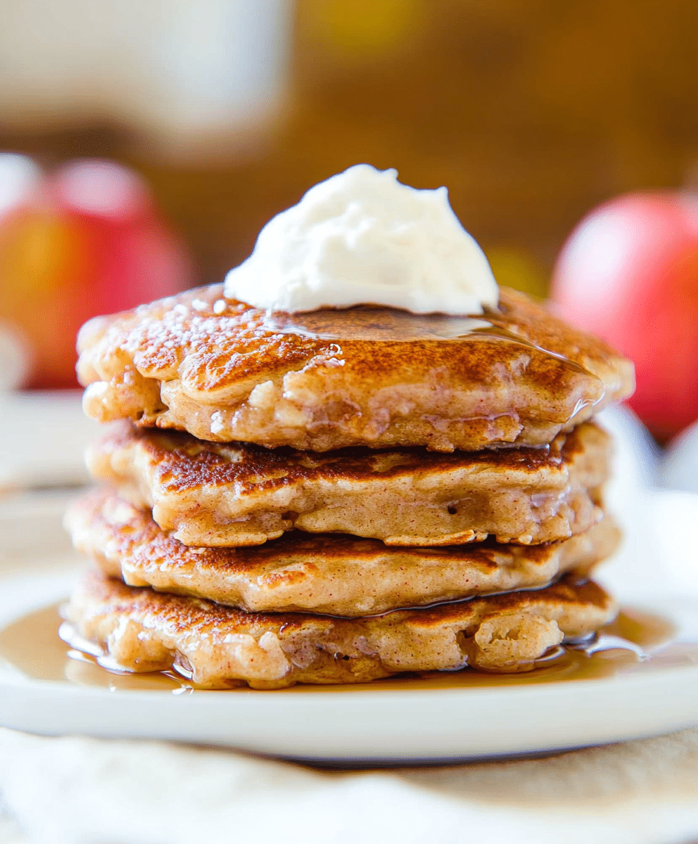 Cinnamon-Spiced Apple Pancakes with Maple Syrup