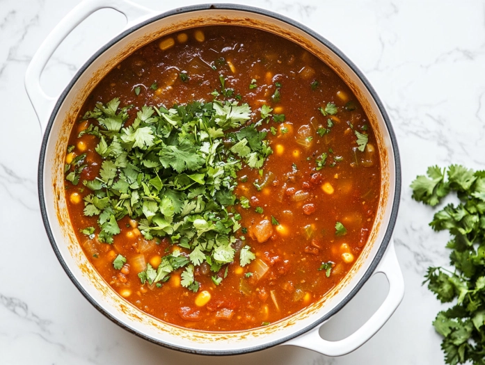 Creamy Taco Beef Soup with Avocado Crema