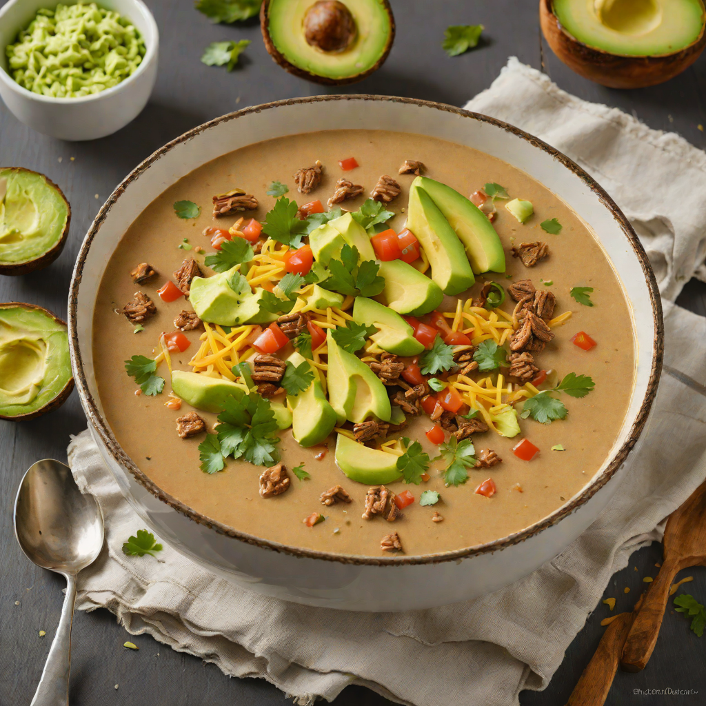 Creamy Taco Beef Soup with Avocado Crema