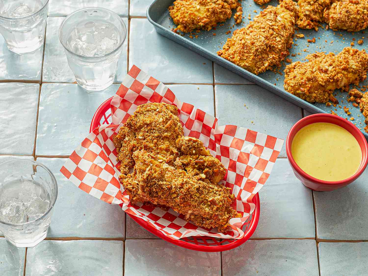 Pretzel-Crusted Chicken Tenders with Honey Mustard Dip