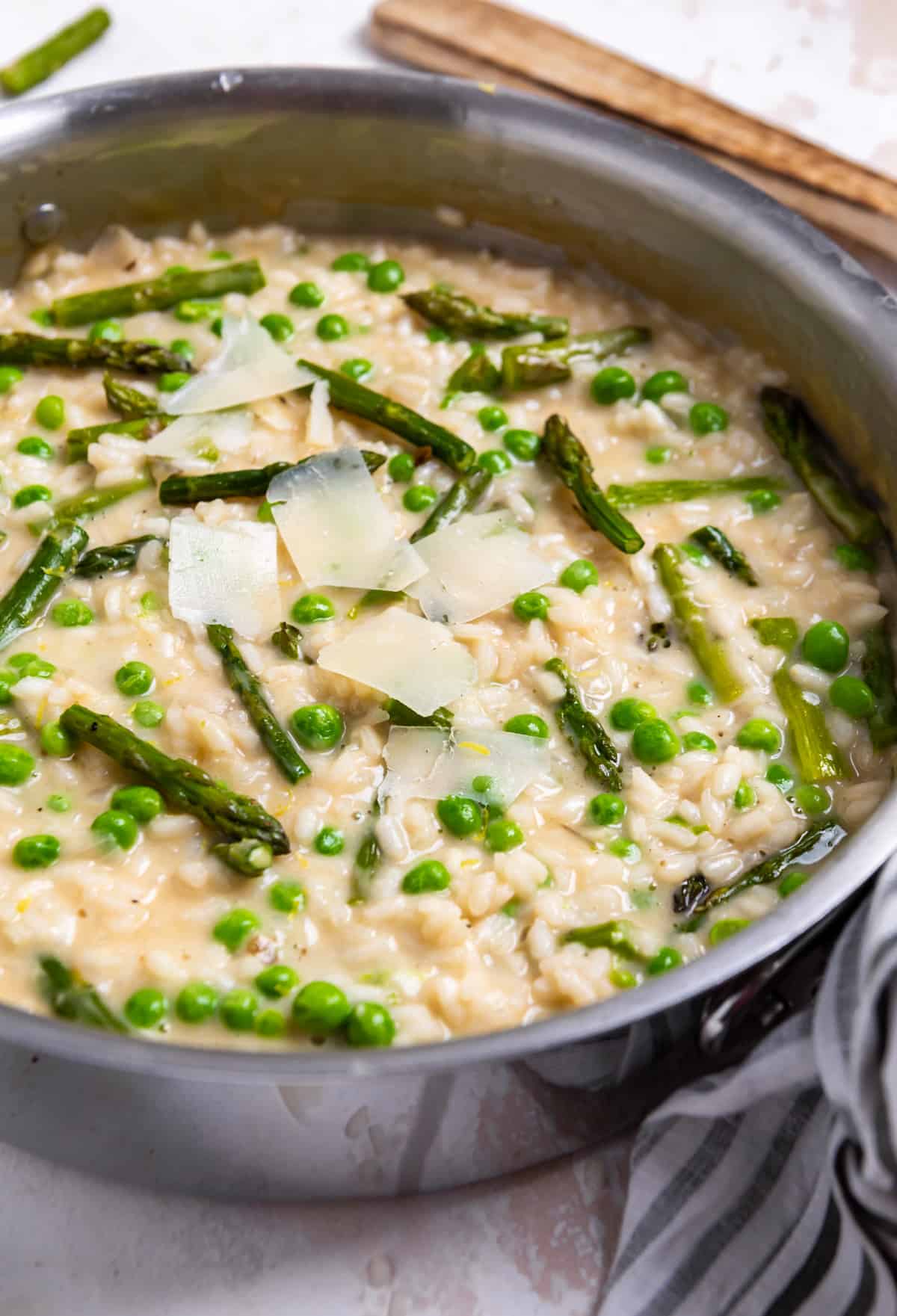 Roasted Asparagus and Pea Risotto with Lemon Zest