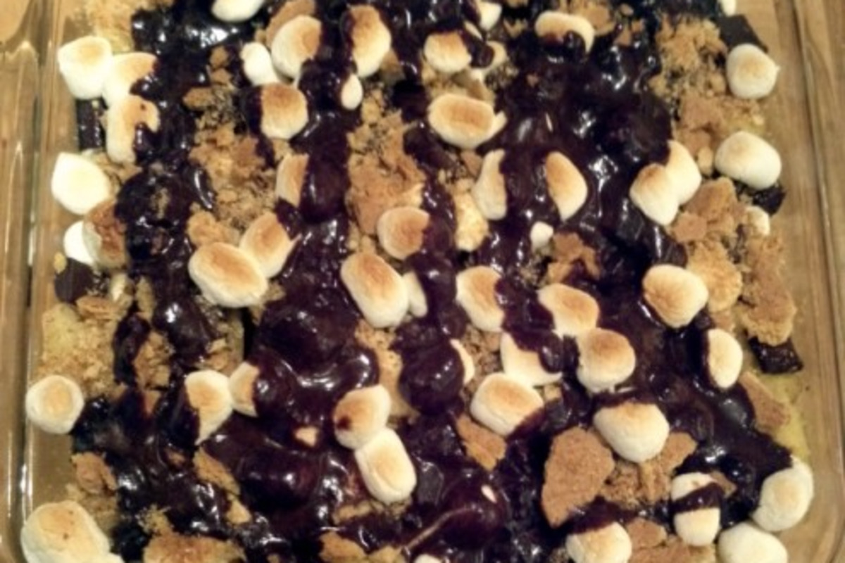 S'more-Inspired Chocolate Pudding with Campfire Caramel