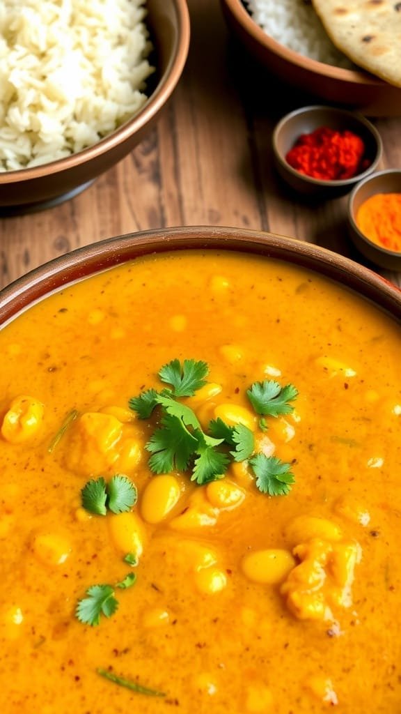 Dal Tadka with Cumin-Spiced Yogurt and Fresh Coriander