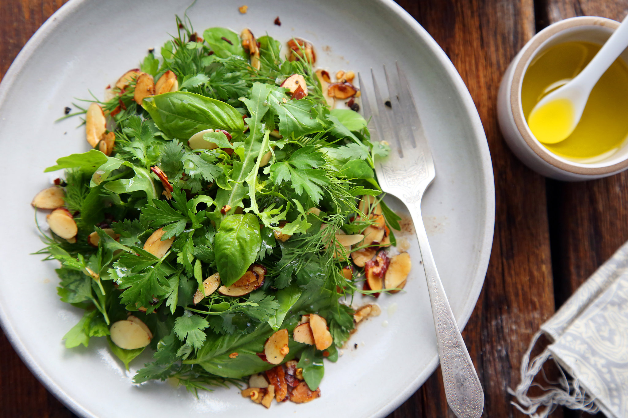 Denver Spring Vegetable & Nasturtium Salad with Lemon-Herb Dressing
