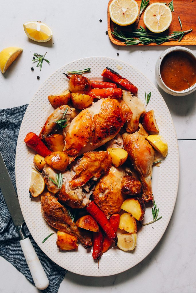Lemon-Herb Roasted Chicken with Herbed Veggies