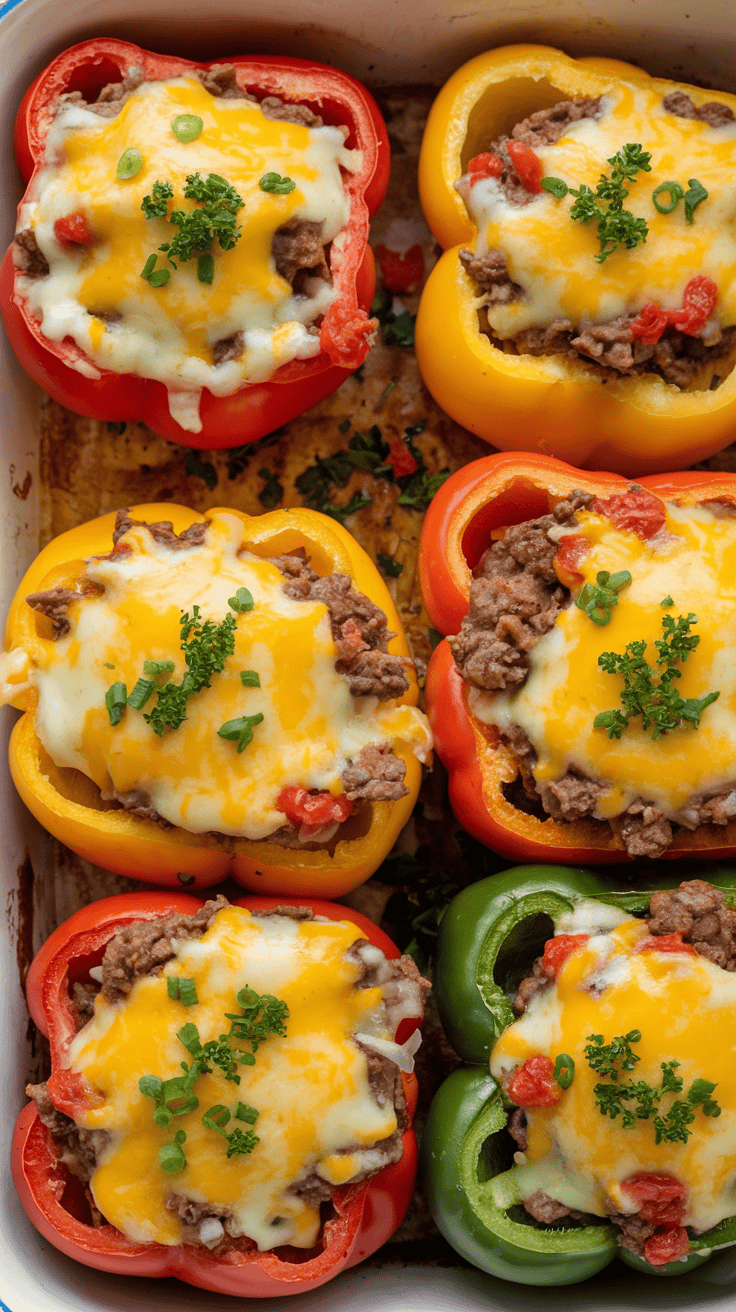 Cheeseburger Stuffed Bell Peppers