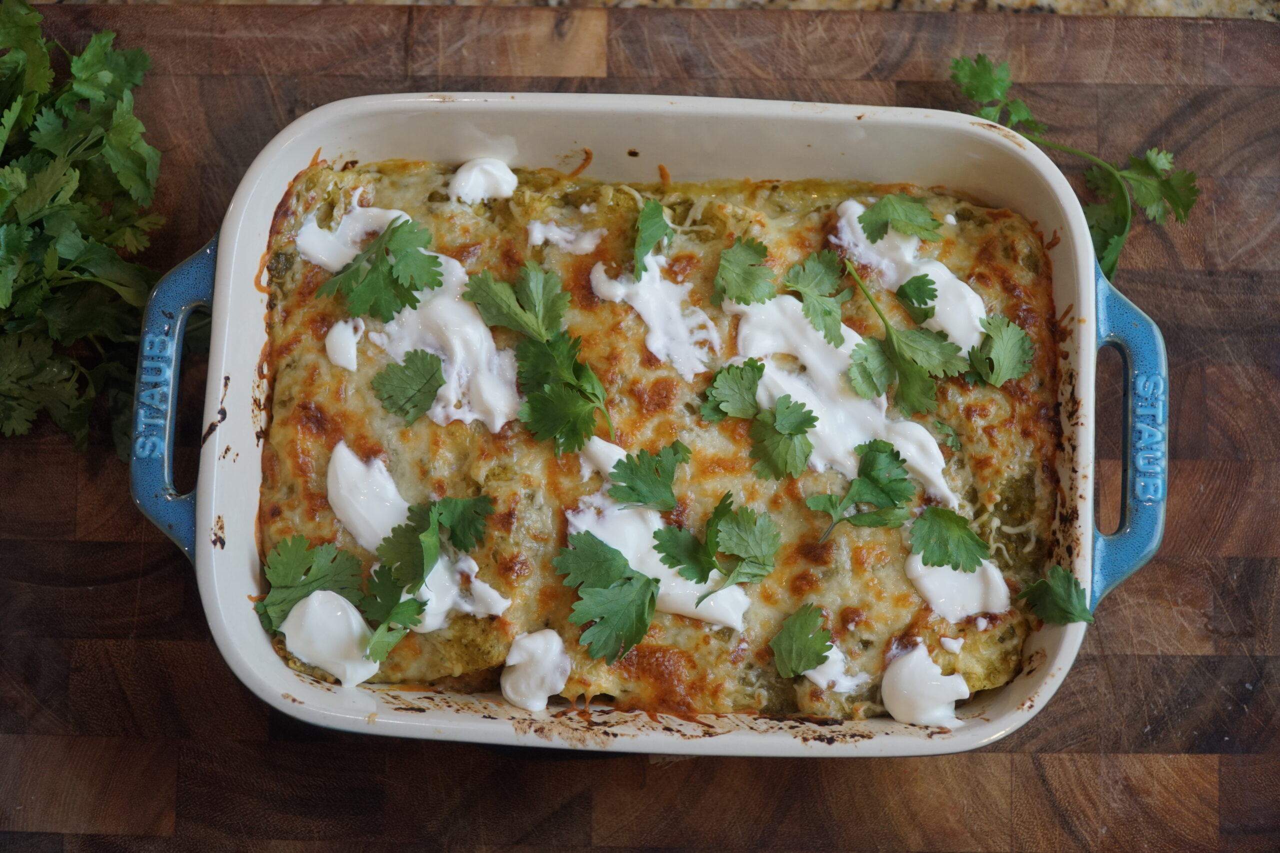 Garcia's Enchiladas Verdes with Chicken and Creamy Sauce