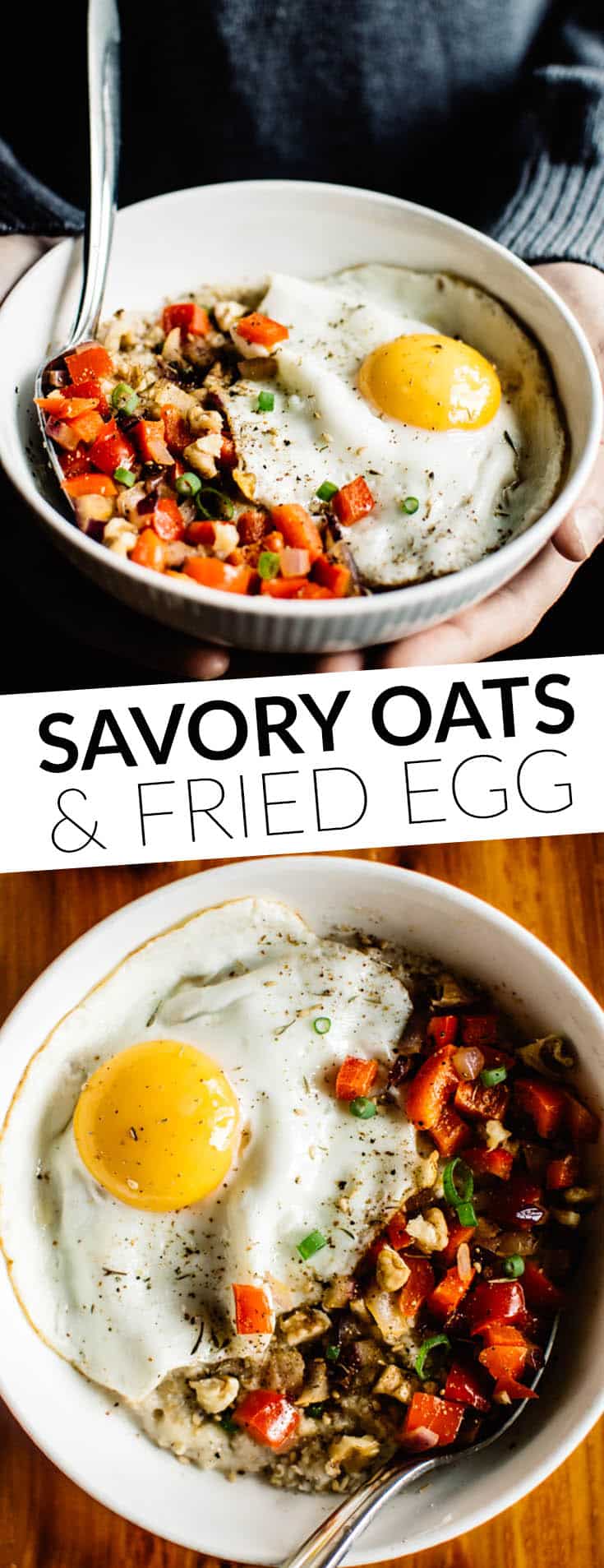 Savory Rosemary Oatmeal with Roasted Cherry Tomatoes and Fried Egg