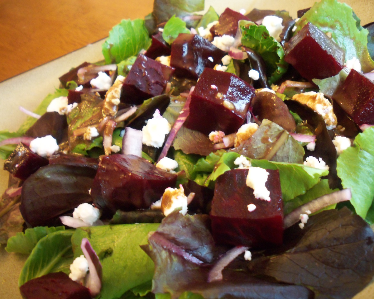 Maple-Dijon Roasted Beet & Goat Cheese Salad