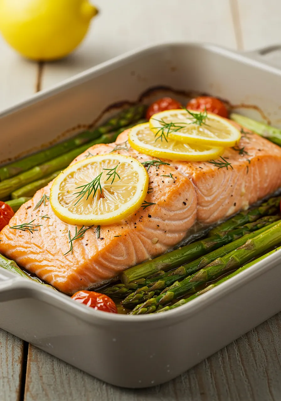 Lemon-Dill Baked Salmon with Spring Veggies